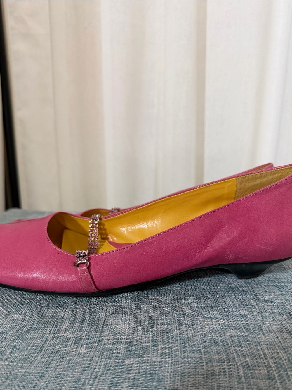 Vintage Gianni Bini Pink Crystal-Trim Ballet Flats - Picture 2 of 3